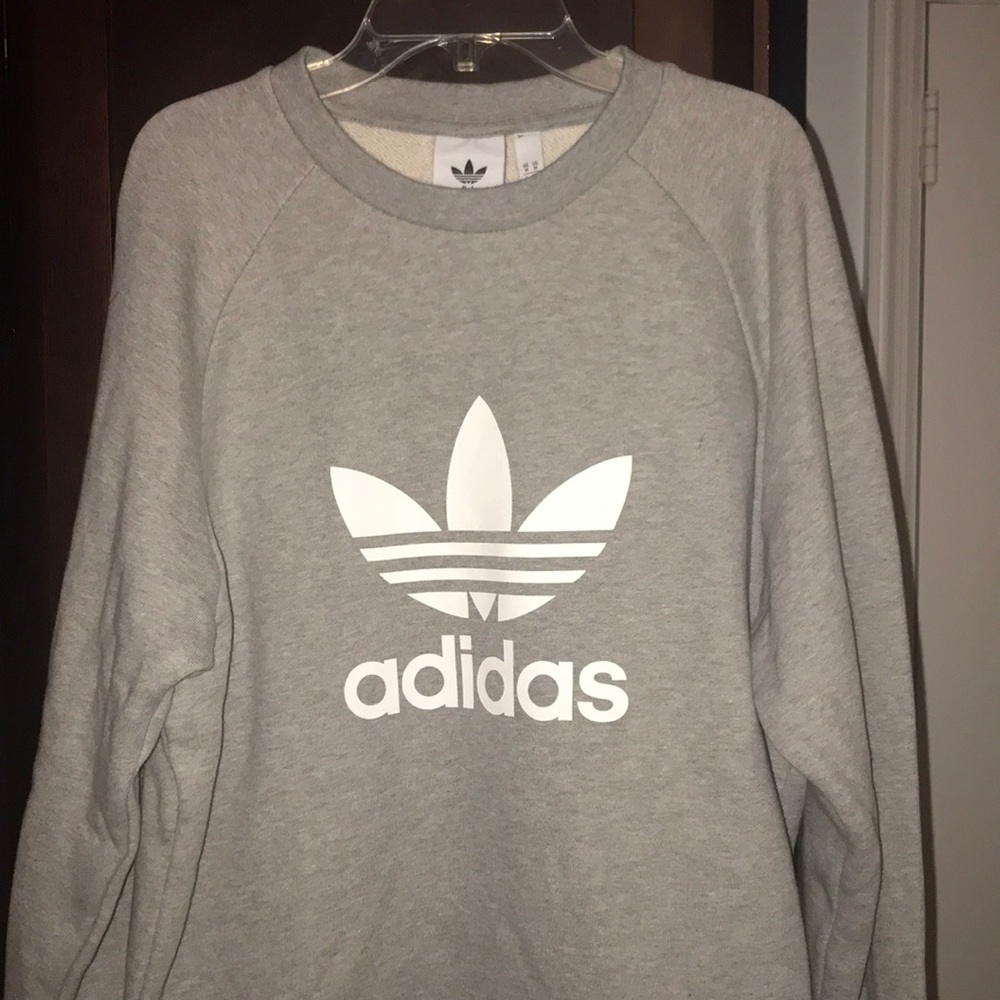 Adidas Mens Trefoil Crew Grey Sweater Medium